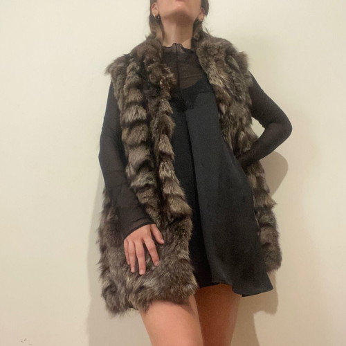 Silver Fox Fur Vest used, unisex, size M-L