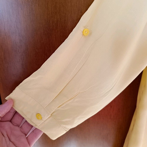 Yellow airy shirt size S like new with elbow-length sleeves