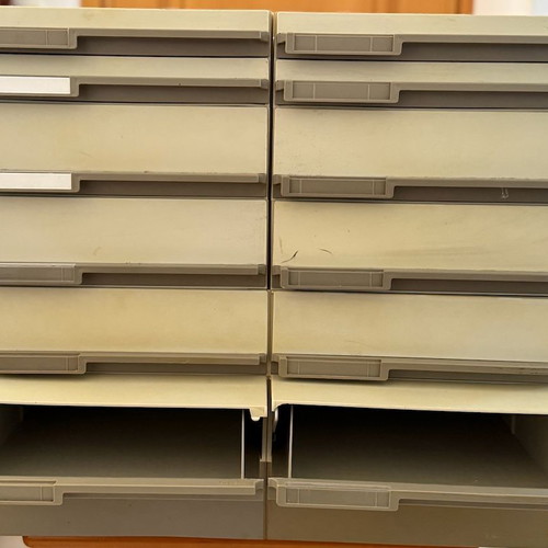 Plastic Office Drawer Unit with 12 Drawers used, beige