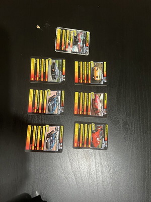 Cheetos Top Trumps Super Cars cards used, set of 7