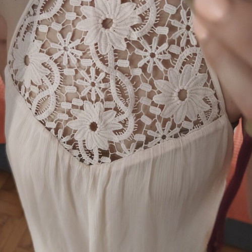 Zara maxi dress with embroidery and open back, pink