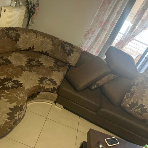 Corner sofa large, like new, brown beige