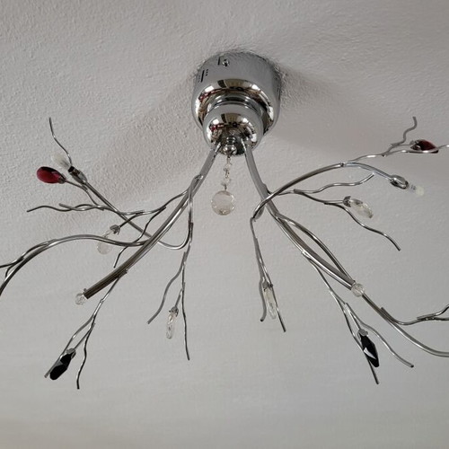 Ceiling light with 4 LED bulbs like new, dimmer compatible