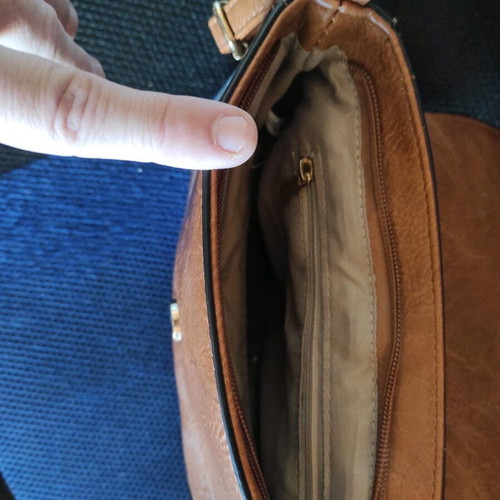 Leather women's shoulder bag used, light brown