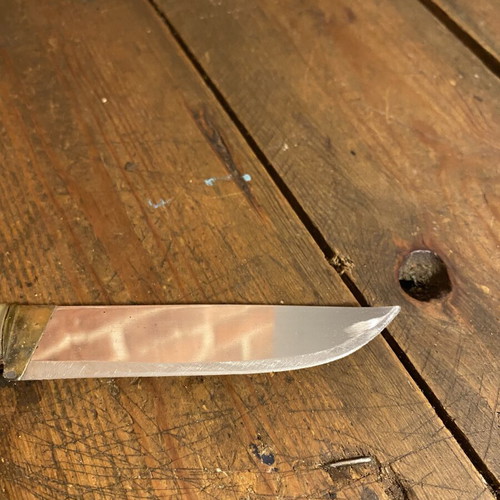 Old Cretan knife with mantinada used, with sheath, 24 cm
