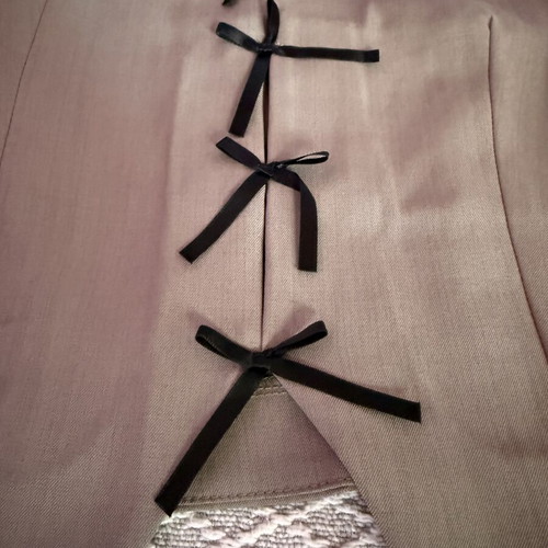 Elegant top with black bows, grey, size S