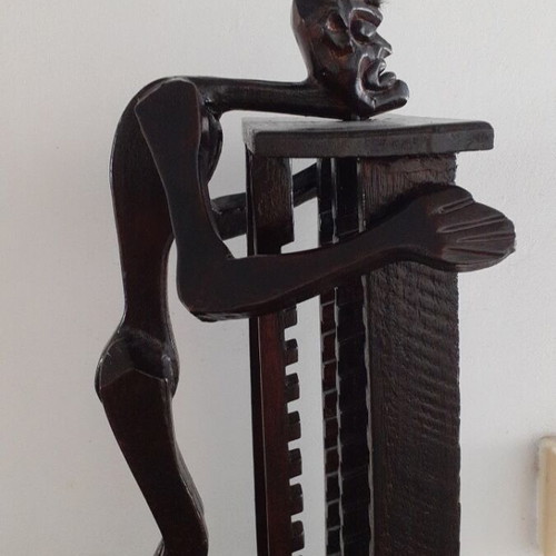 Vintage wooden hand-carved CD and DVD holder like new