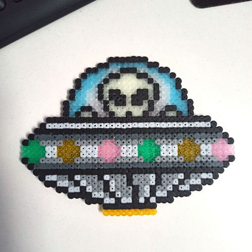 Handmade UFO decoration new with glowing alien