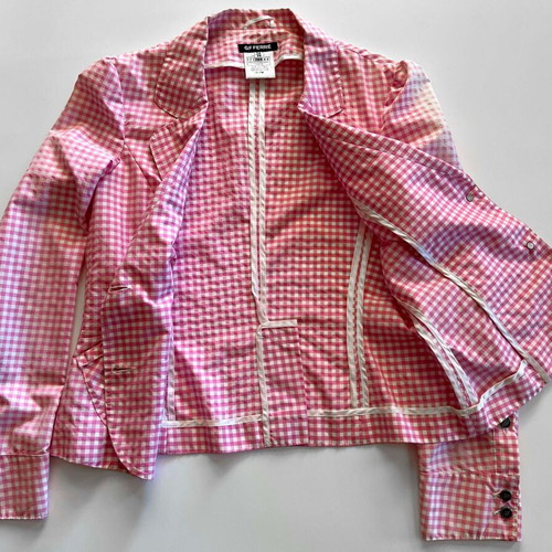 GF FERRE summer jacket like new, pink and white checkered