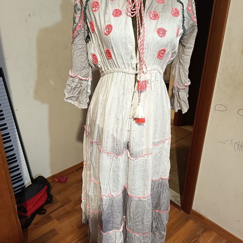 Indian summer dress, one size, pink and grey