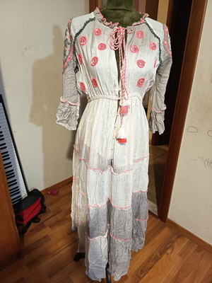 Indian summer dress, one size, pink and grey