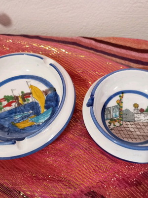 Set of 2 handmade ceramic ashtrays new