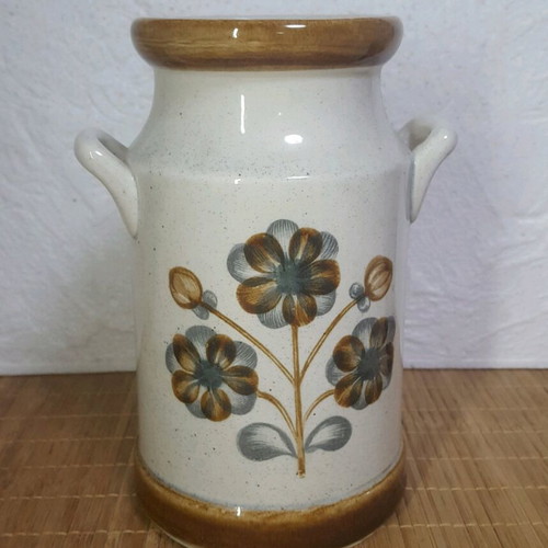 Portuguese ceramic vase like new, vintage, beige with handles