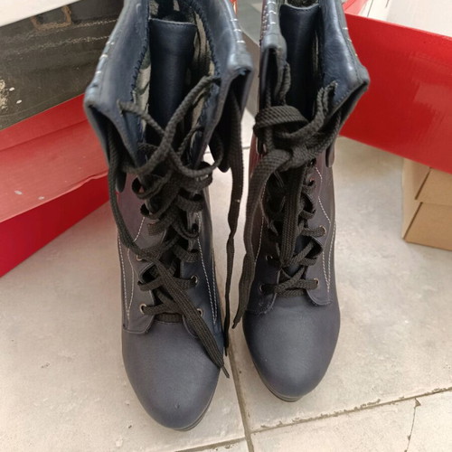 Makgio ankle boot no37 new, dark blue with wooden heel