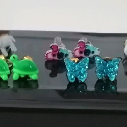 Children's earrings new, pack of eight pairs with animal designs