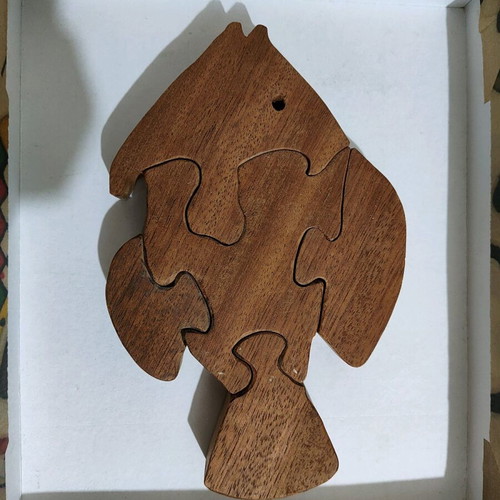 Wooden fish puzzle like new, handmade mahogany