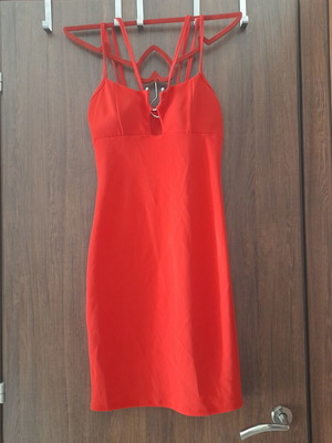 Red evening dress, fitted, like new