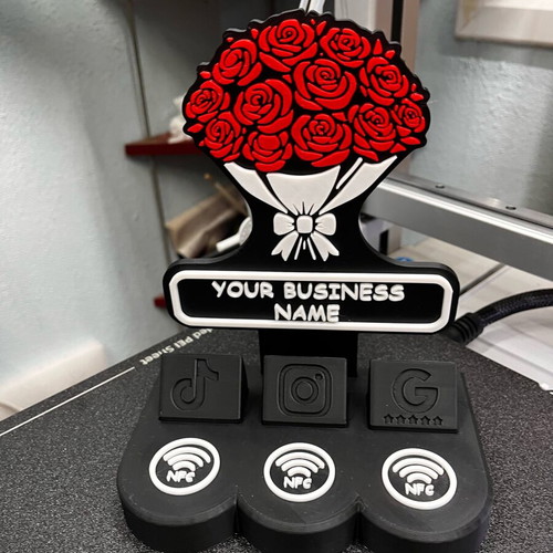 Custom NFC stand for florists new with rose design