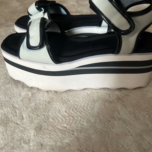 Women's platforms like new, black with turquoise