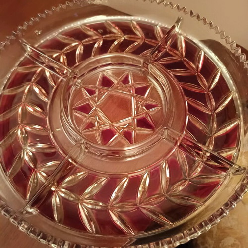 Oval crystal hors d'oeuvre dish like new for nuts and snacks