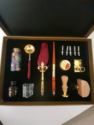 Jiner JN84 writing set with feather pen, wooden dip pen and accessories new
