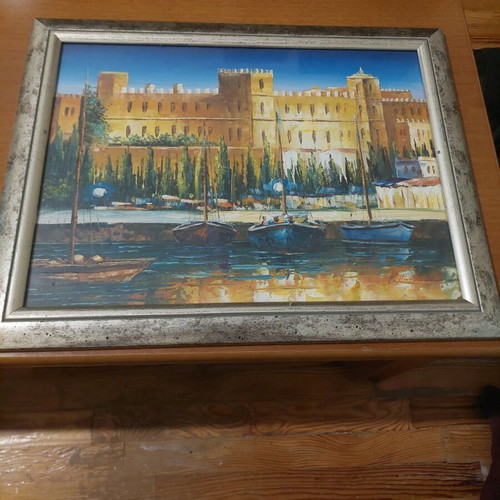 Oil painting on canvas with frame Palace of the Grand Master Rhodes, like new