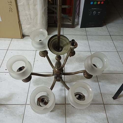 Chandelier used with frosted glass shades
