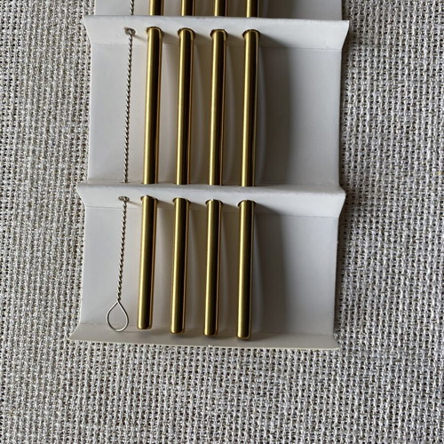 Stainless Steel Curved Straws Set of 4 with Cleaning Brush like new