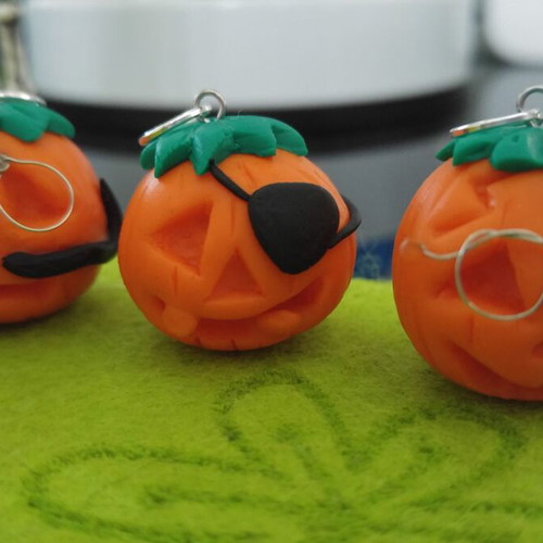 Jack o' Lantern polymer clay charms new