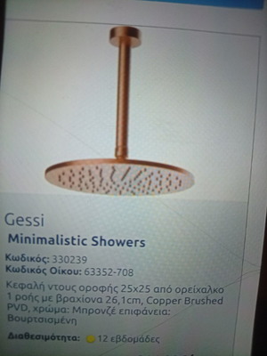 Showerhead ceiling 25-25 brass new