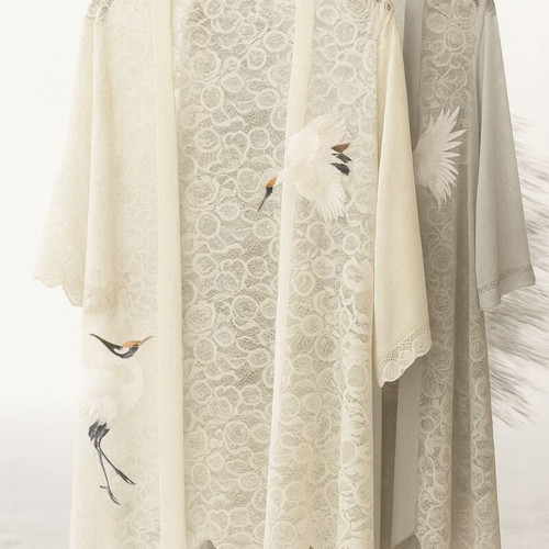 Open Lace Cardigan in Grey and White New