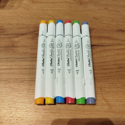 Ohuhu Honolulu Brush & Chisel Alcohol Markers set of 6 like new
