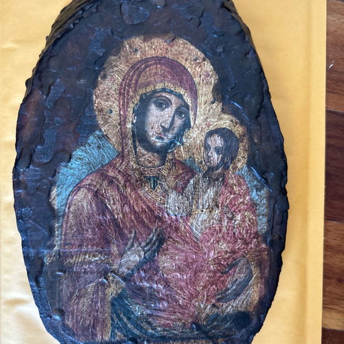 Palaiomeni icon of Panagia waxed on wood like new
