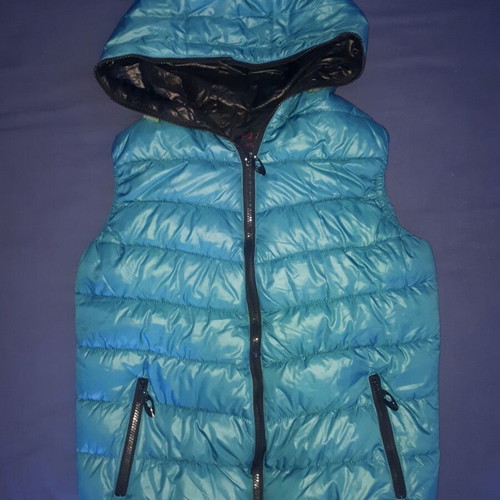 Sleeveless jacket with hood like new, turquoise, size M/L