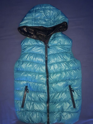 Sleeveless jacket with hood like new, turquoise, size M/L