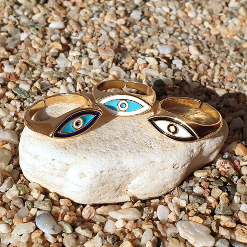 Enamel Eye Ring Gold Plated New