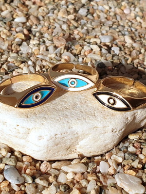 Enamel Eye Ring Gold Plated New