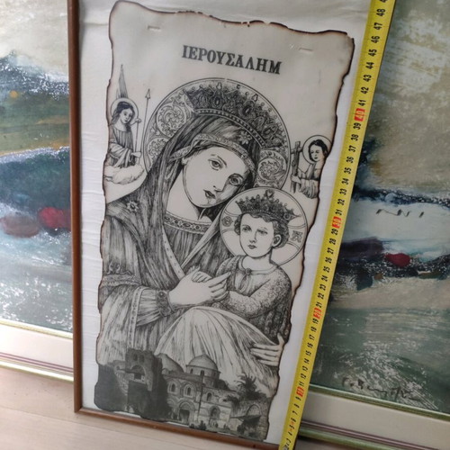 Framed icon of Virgin Mary and Christ used