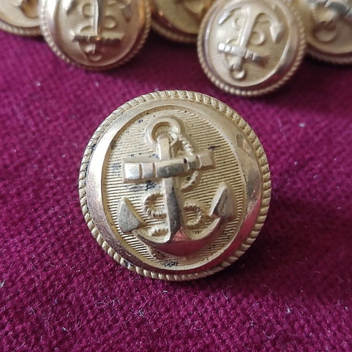Bronze French navy buttons used, circa 1900, set of 10