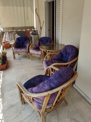 Bamboo garden sofa used with table and 4 chairs with cushions