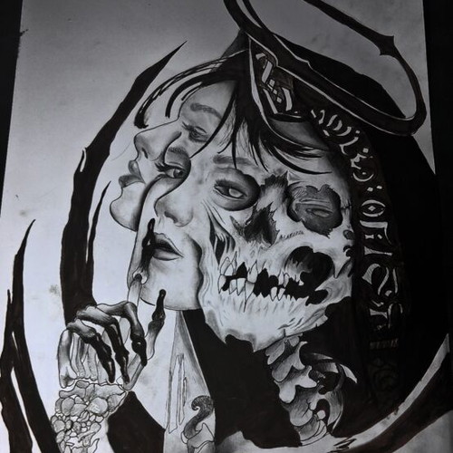 Drawing on A3 paper with pencil and ink, new
