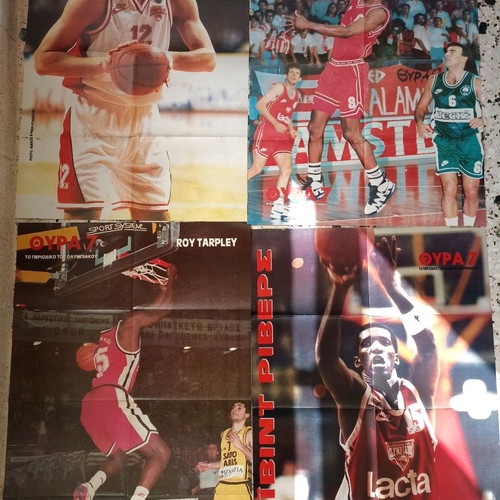 Olympiacos Basketball posters used, 90s collection, 17 pieces