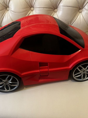 Children's car suitcase, red, 4 wheels, telescopic handle