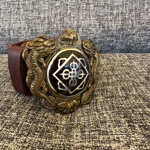 Lucky Brand leather belt Dragon used, 100 cm, brown