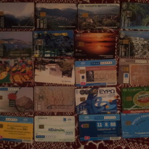 Phone cards used, pack of 20 pieces
