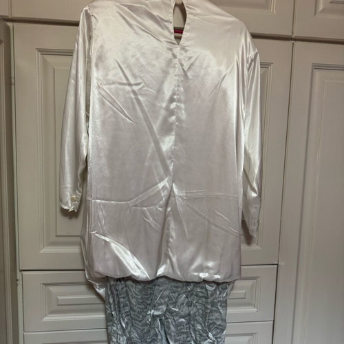 Vintage dress from the 80s like new, white and silver, size L
