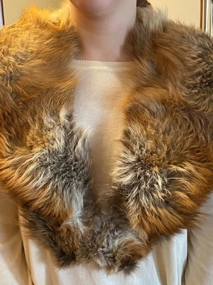 Fur yak coat like new, brown with satin lining