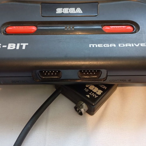 Sega Mega Drive 2 console used with 2 original controllers and cables