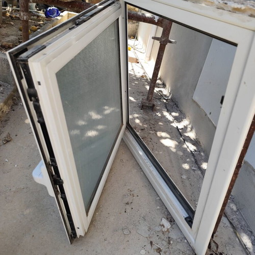 Aluminum window used, 73.5cm x 69cm, white, double glazed, ALUMIL
