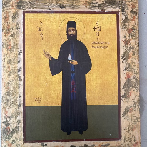 Saint Ephraim handmade icon new 30x40 wood panel
